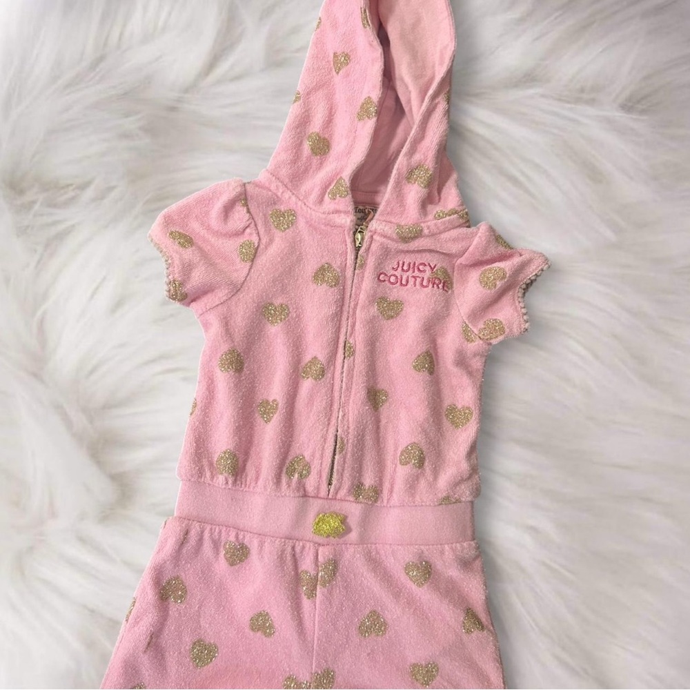 Juicy Couture Pink Hoodie with Gold Hearts